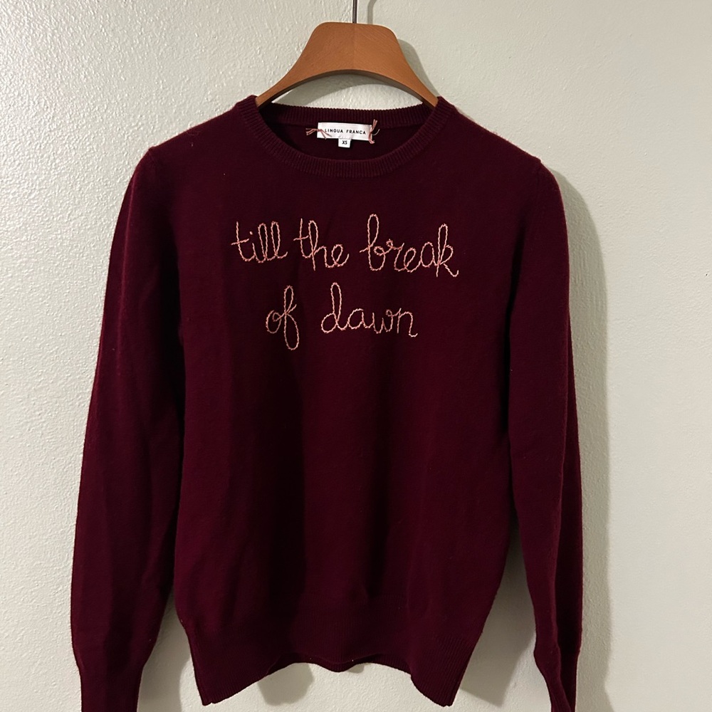 Lingua Franca Burgundy Sweater - Crew Neck - Picture 2 of 5